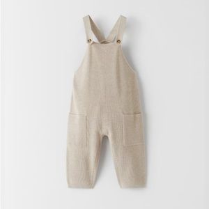 Zara Waffle Knit Overalls in Color Natural Size 2/3